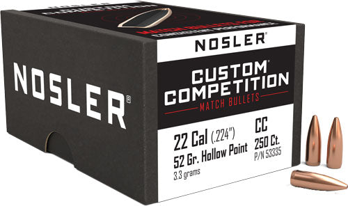 Nosler 52gr .224 Cal HP-BT Custom Competition Reloading Bullets 250ct