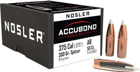Nosler AccuBond .375" 300gr Polymer Tip Cannelure Bullets 50ct