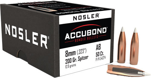 Nosler 200gr AccuBond 8mm .323 White Polymer Tip Bullets 50ct