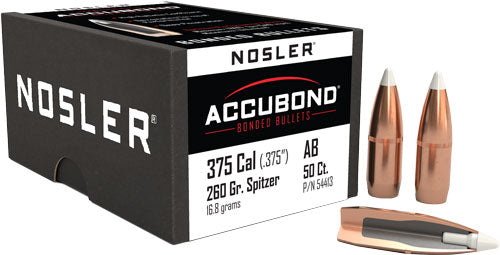 Nosler AccuBond .375" 260gr Polymer Tip Cannelure Bullets 50ct