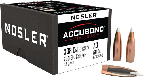 Nosler 200gr .338 Cal AccuBond Spitzer Reloading Bullets 50ct