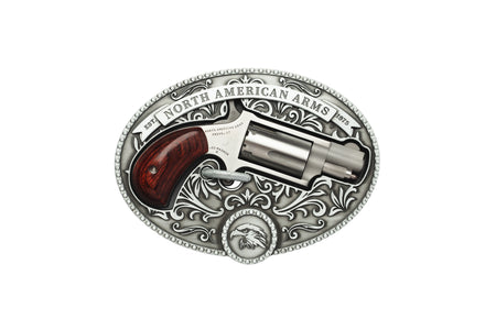 North American Arms 22MSBBO Chuckwagon w/Belt Buckle 22 Mag 5rd Shot 1.13" Matte Stainless Steel Barrel, Stainless Cylinder & Frame, Rosewood Grip
