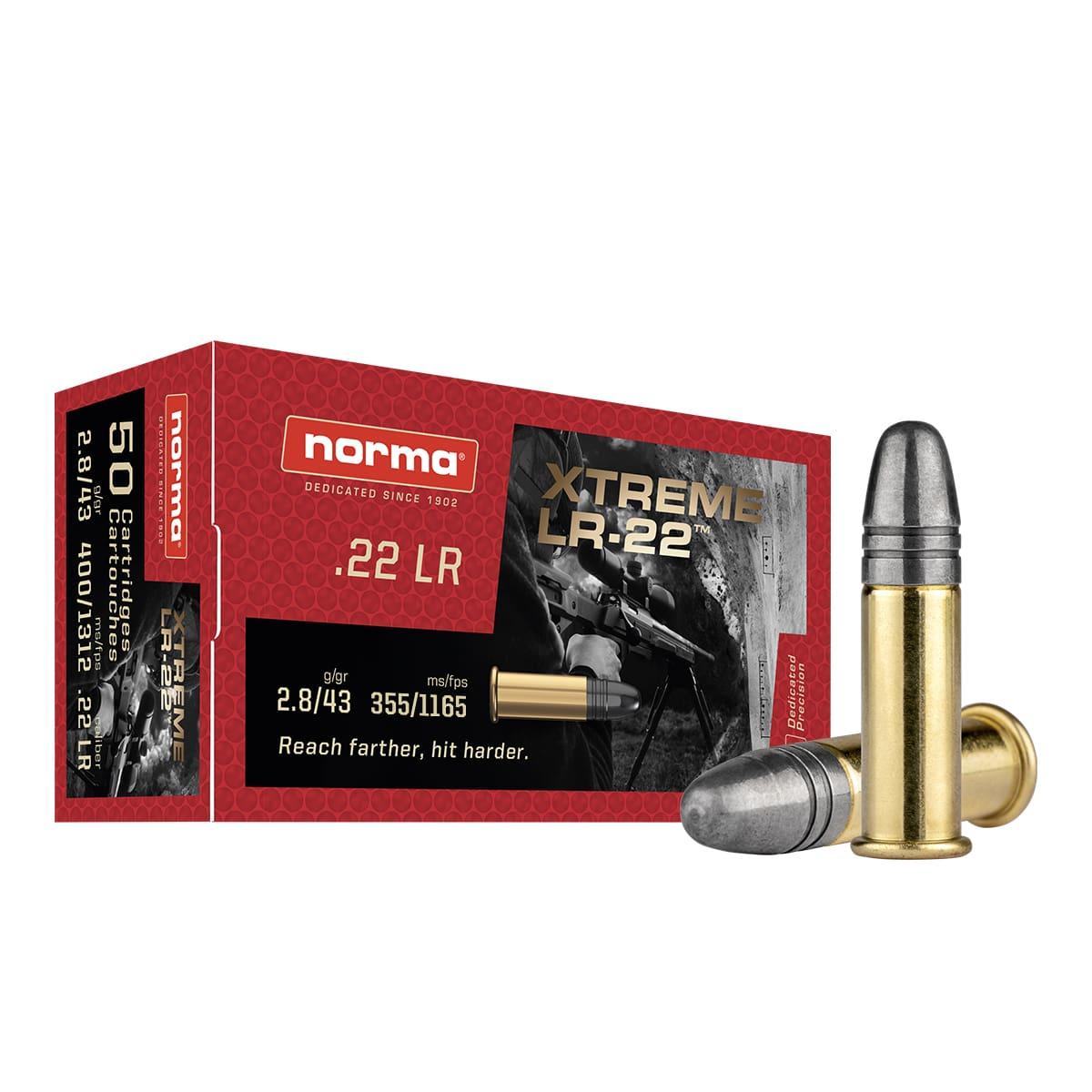 Norma .22 Long Rifle Rimefire Ammo Xtreme LR-22 Lead Round Nose Solid 43 grain 