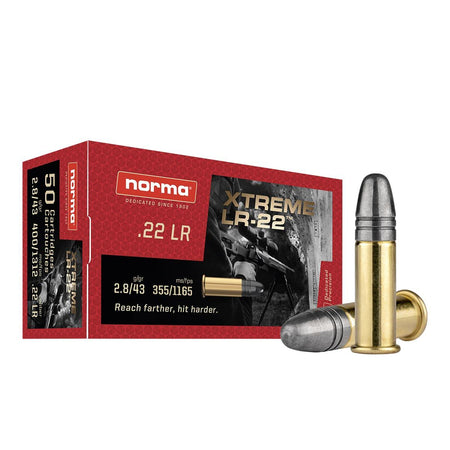 Norma .22 Long Rifle Rimefire Ammo Xtreme LR-22 Lead Round Nose Solid 43 grain 