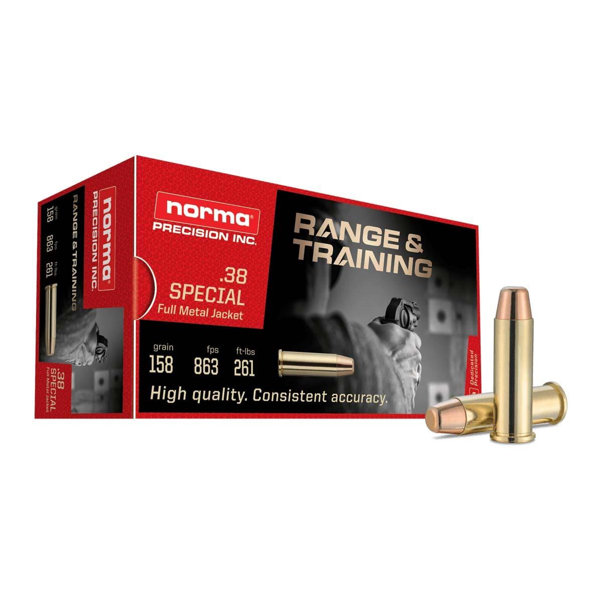 Norma .38 Special Handgun Ammo Range & Training Full Metal Jacket FMJ 158 grain 
