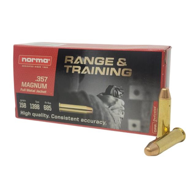Norma .357 Magnum Handgun Ammo Range & Training Full Metal Jacket FMJ 158 grain 
