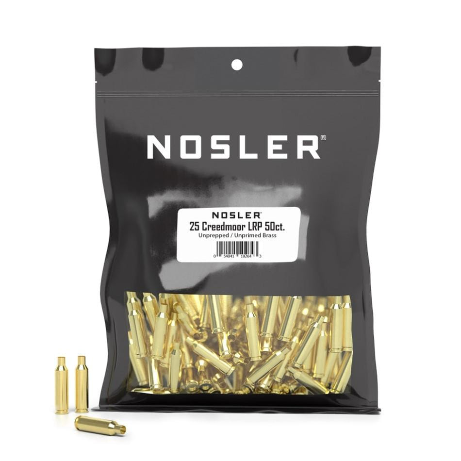 Nosler 25 Creedmoor LRP Unprimed Reloading Brass 50ct Bag