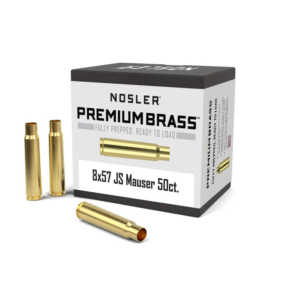 Nosler 8x57mm JS Mauser Unprimed Brass Rifle Cartridge Cases 50ct