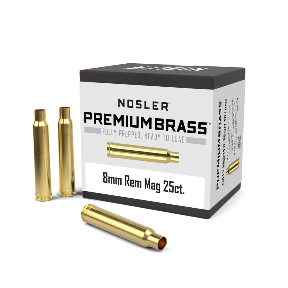 Nosler Premium Prepped Unprimed Brass 8mm Rem Mag 25-Pack