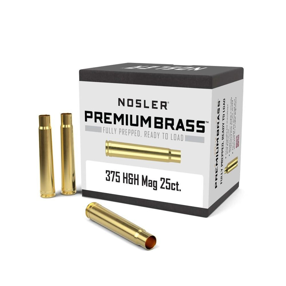 Nosler Premium Unprimed Brass Cases .375 H&H 25 Count