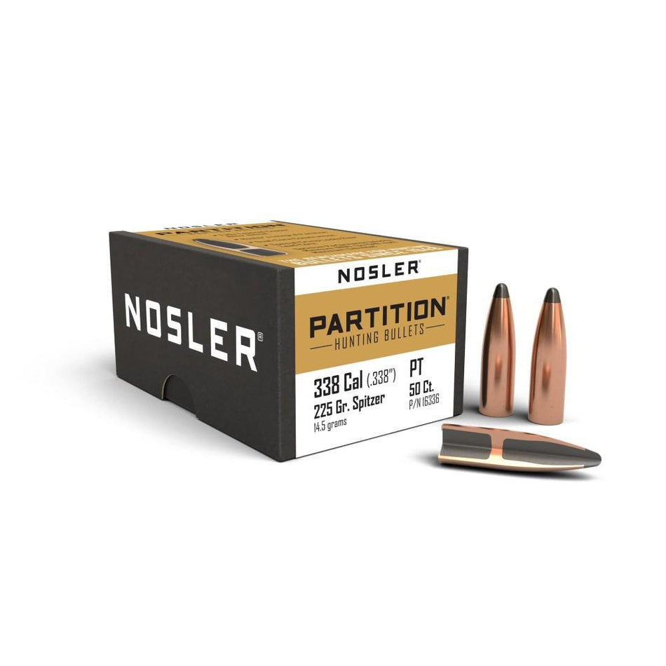 Nosler 338 Cal 225gr Partition Reloading Bullets 50ct Box