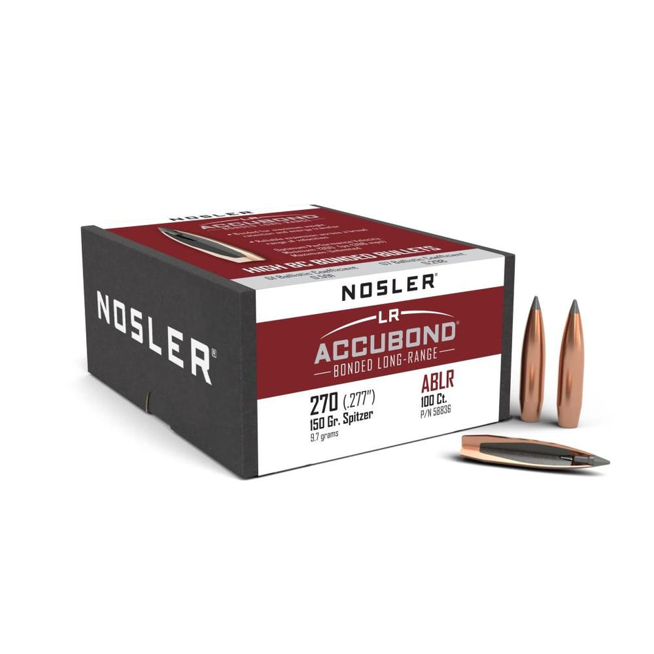 Nosler 150gr .277 Cal AccuBond LR Spitzer Reloading Bullets 100ct