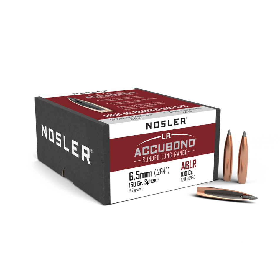 Nosler AccuBond LR 6.5mm 150gr Boat Tail Bullets 100-Count