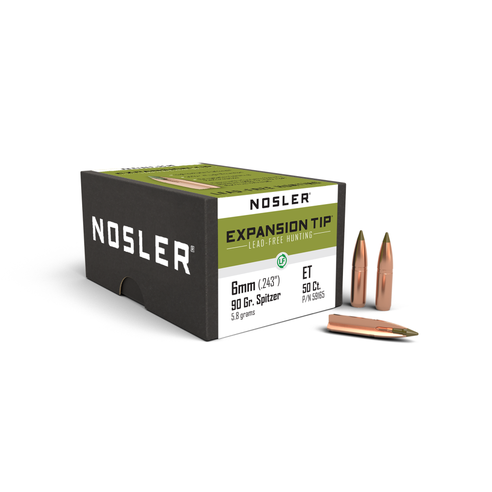Nosler E-Tip Lead-Free .243 6mm 90 Grain Hunting Projectiles 50/ct