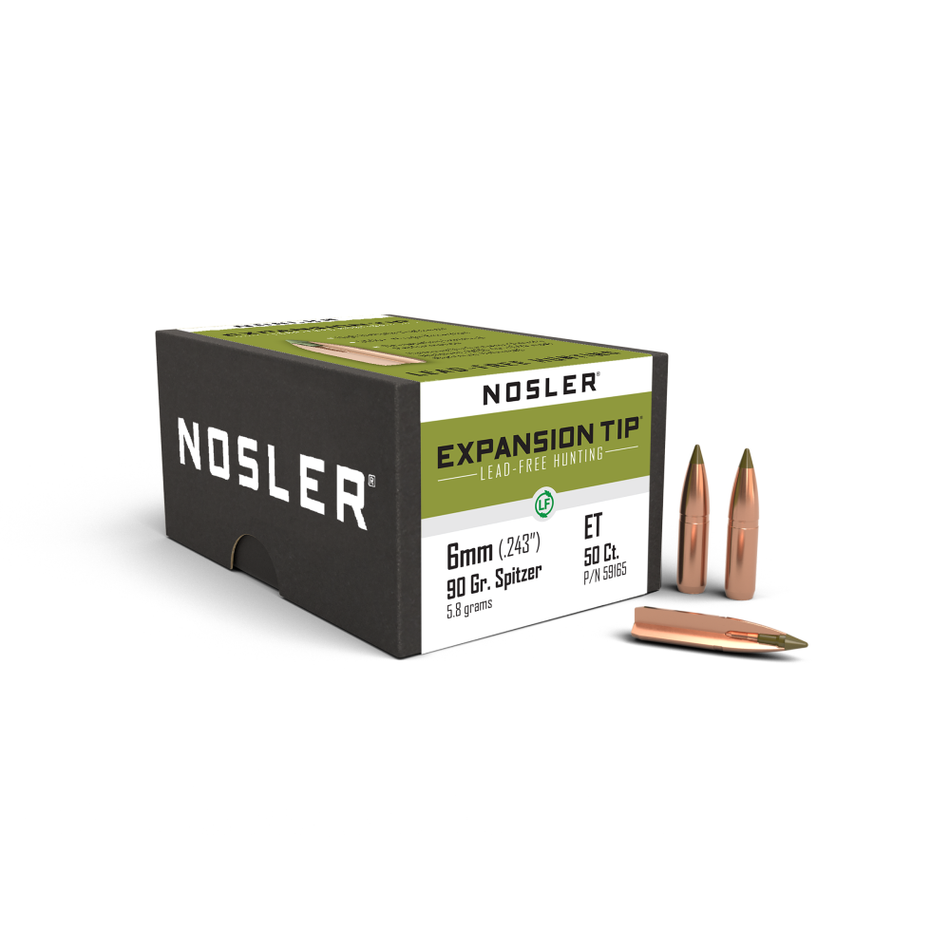 Nosler E-Tip Lead-Free .243 6mm 90 Grain Hunting Projectiles 50/ct