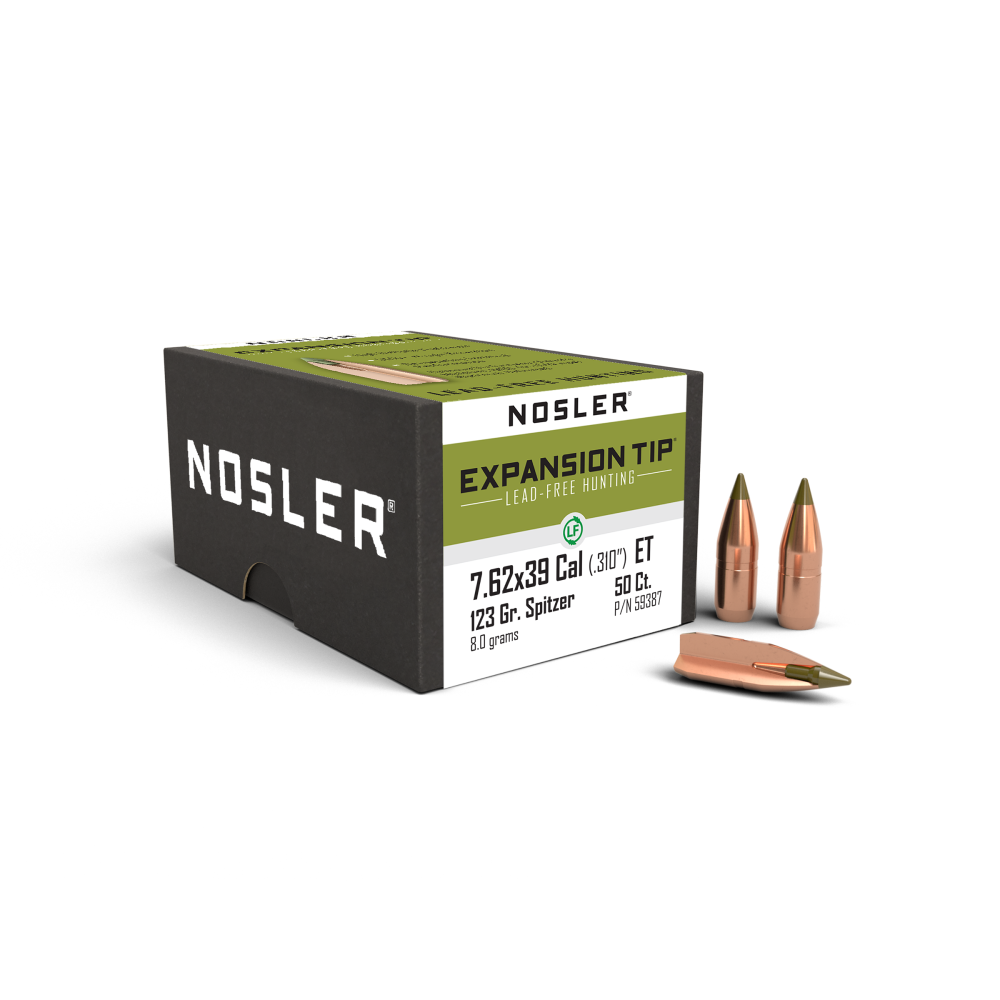 Nosler E-Tip Lead-Free .310" 123 gr SPTZ Rifle Bullets 7.62x39 50/ct