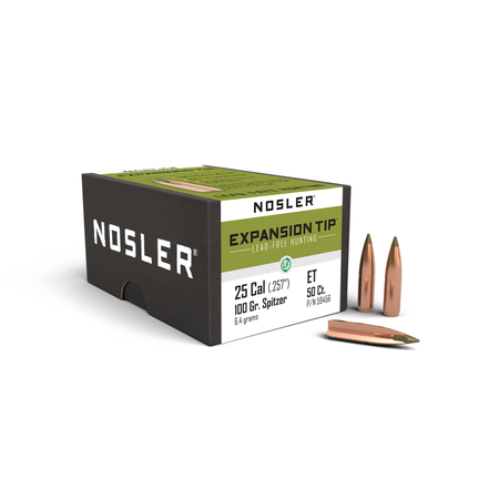 Nosler .25 cal 100gr E-Tip Lead-Free Spitzer Rifle Bullets - 50ct