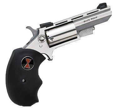 North American Arms BWC Black Widow 22 LR/22 WMR 5 Shot 2" Stainless Steel Vent Rib Barrel, Stainless Steel Frame, Stainless Cylinder, Black Finger Grooved Rubber Grip, Exposed Hammer