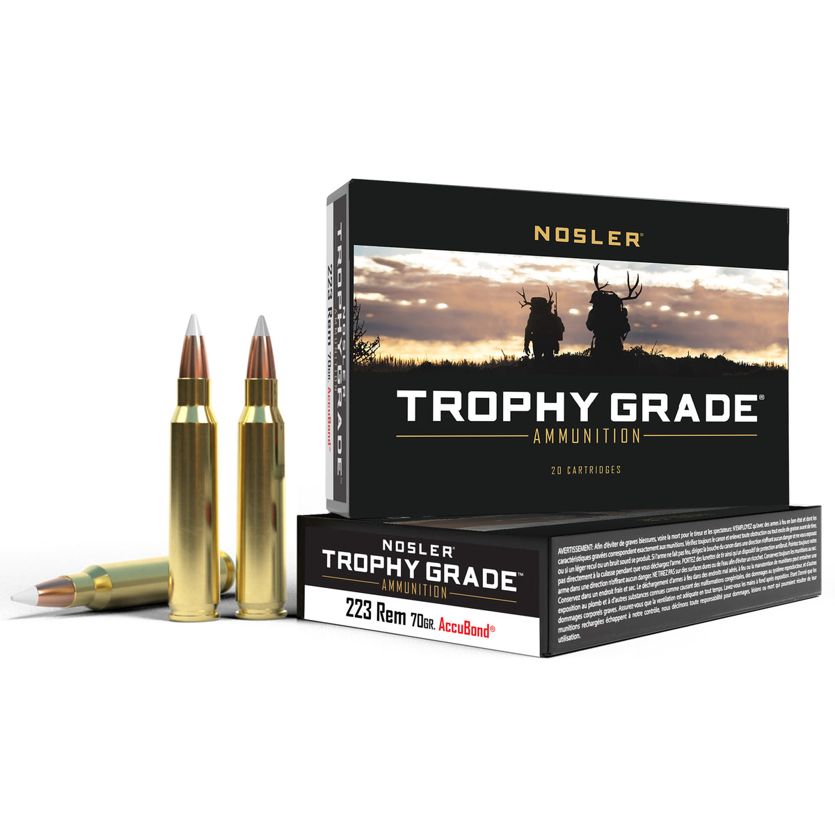 Nosler .223 Remington 61036 Trophy Match Grade AccuBond Soft Point SP 70 Grain