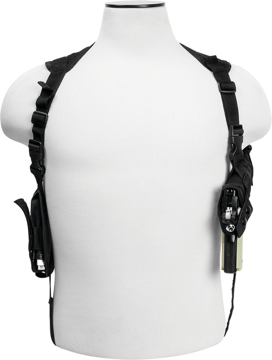 NcSTAR VISM Ambi Horizontal Shoulder Holster & Double Magazine Holder Black