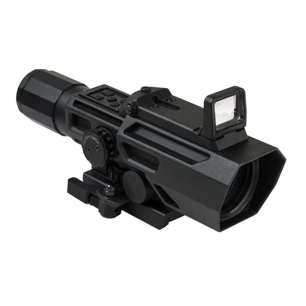 NcStar ADO Dual Optic 3-9x42 P4 Sniper Scope with Integrated Fold-Down Red Dot Optic Black