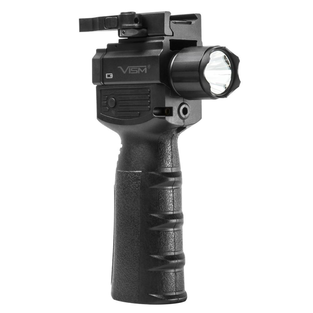 NcSTAR VISM Tactical Vertical Grip Flashlight with Strobe & Green Laser 300 Lumen Black