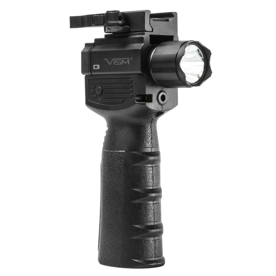 NcSTAR VISM Tactical Vertical Grip Flashlight with Strobe & Green Laser 300 Lumen Black