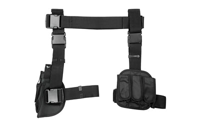 NcSTAR CV2908 Right-Hand Drop Leg Holster and Triple Mag Pouch Combo, Black Nylon, Fits Most Pistols