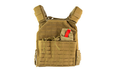 NcSTAR Laser Cut MOLLE Plate Carrier, Kangaroo Pouch, Fits 10x12 Hard Plates, Tan, Med-2XL CVLCPC3050T