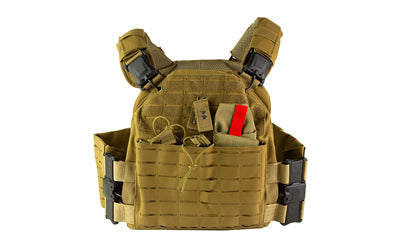 NcSTAR Laser Cut MOLLE Plate Carrier with Quick Release, Tan, Size M-2XL, CVLCQR3054T