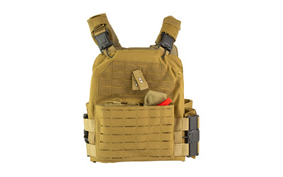 NcStar Laser Cut Plate Carrier with Quick Release Tan 2XL Metal Buckles Side Plate Pockets MOLLE Kangaroo Pouch Adjustable Cummerbund 11x14" Plates
