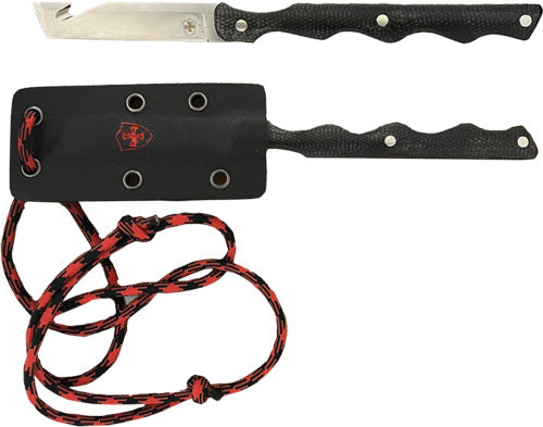 Templar Neck Knife 2.46" D2 Silver Tanto Black w/Red Powder Coat