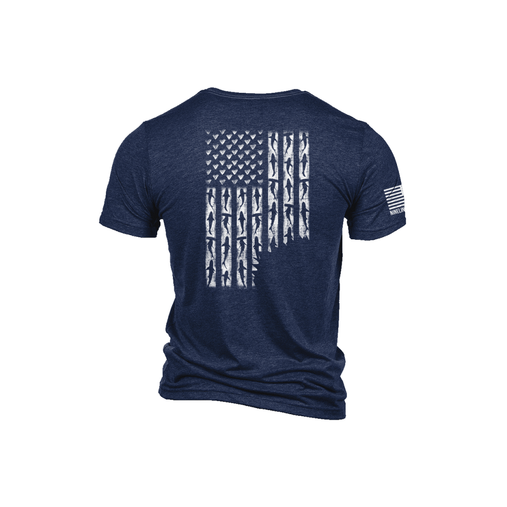 Nine Line Shark Flag Short Sleeve Tee Navy 2XL
