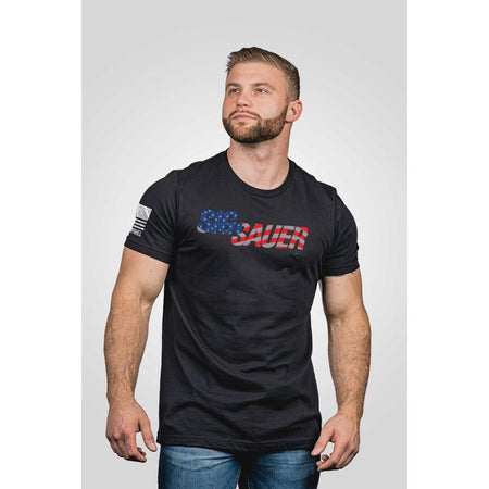 Nine Line Sig Sauer USA Flag Short Sleeve Tee Shirt Black Size 3XL