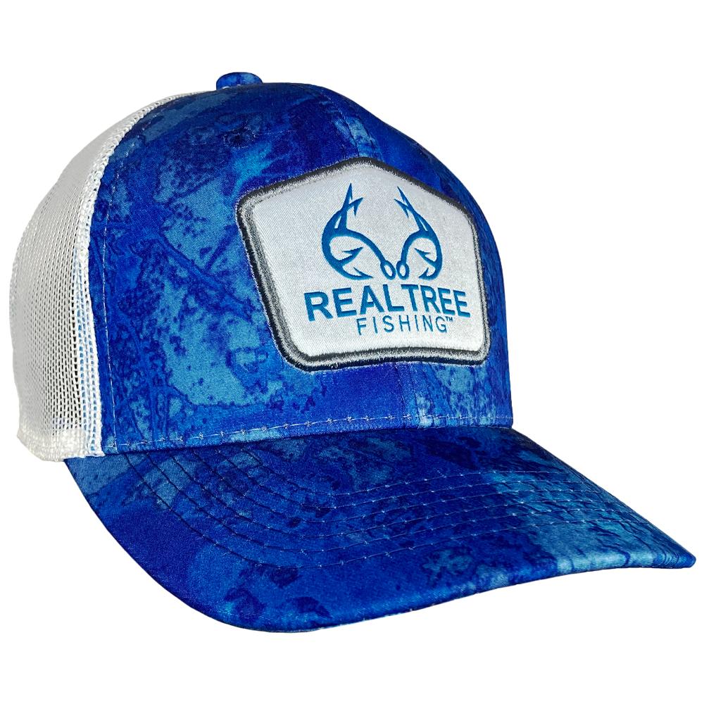 Outdoor Cap Realtree Fishing Wav3/White Mesh Back Hat with Woven Realtree Label