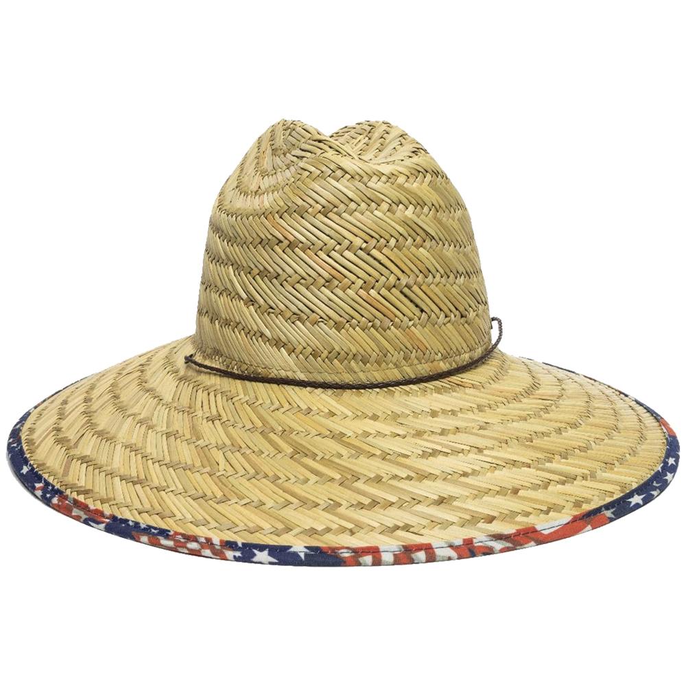 Outdoor Cap Straw Hat with Stars & Stripes Brim Natural One Size
