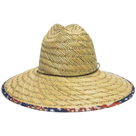 Outdoor Cap Straw Hat with Stars & Stripes Brim Natural One Size