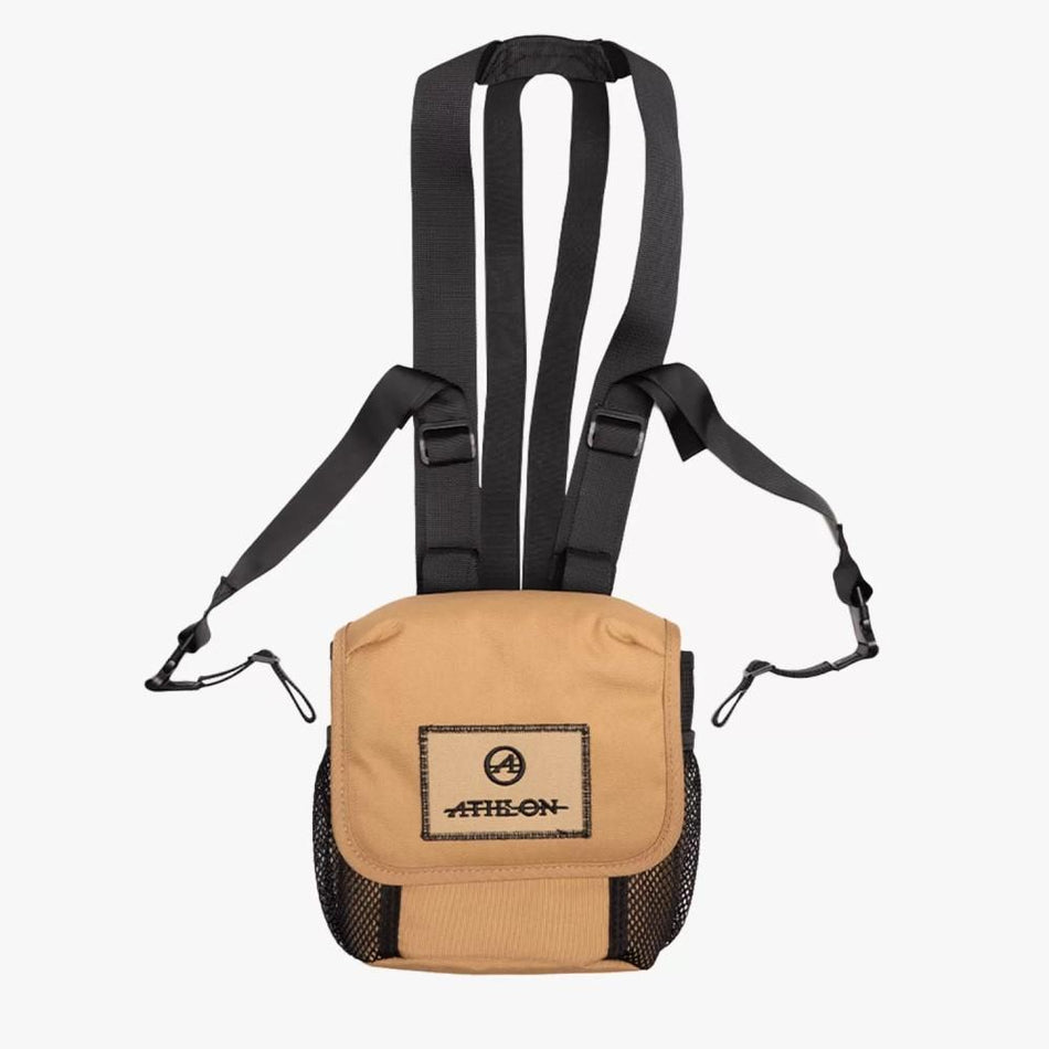 Athlon Compact Binocular Harness Tan with 4-Point Support and Zippered Pocket