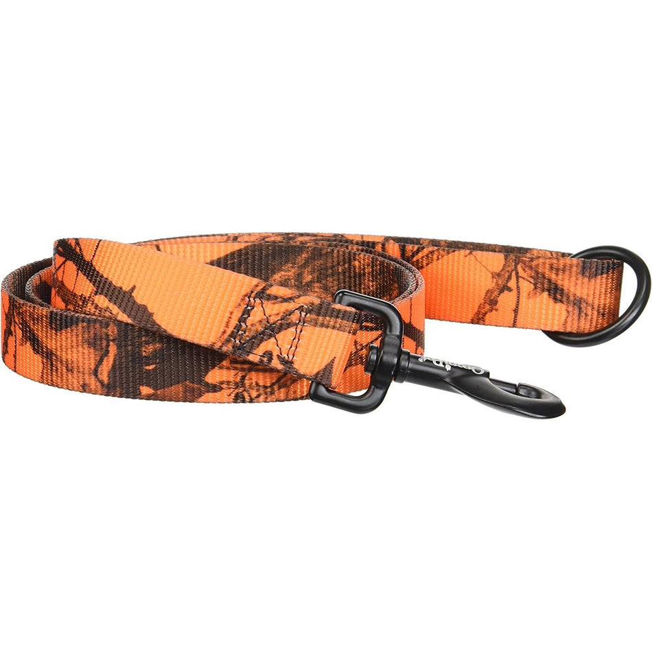 Omnipet Blaze Orange Camo Nylon Dog Leash 1 Inch x 4 Foot Mossy Oak