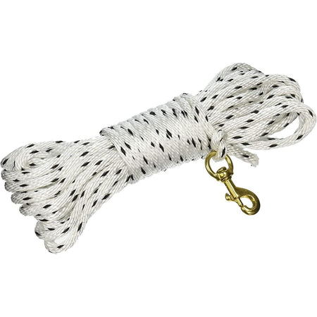 Omnipet 40ft White Check Cord Dog Training Rope with Brass Snap