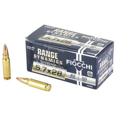 Fiocchi 5.7x28mm FN 57SUB62 Range Dynamics Subsonic Full Metal Jacket FMJ 62 Grain