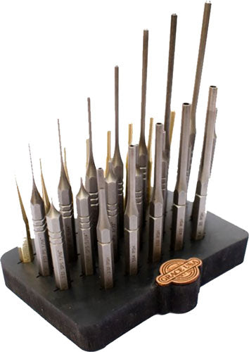 Grace USA 27pc Gunsmith Steel Brass Roll Pin Spring Punch Set with Bench Block