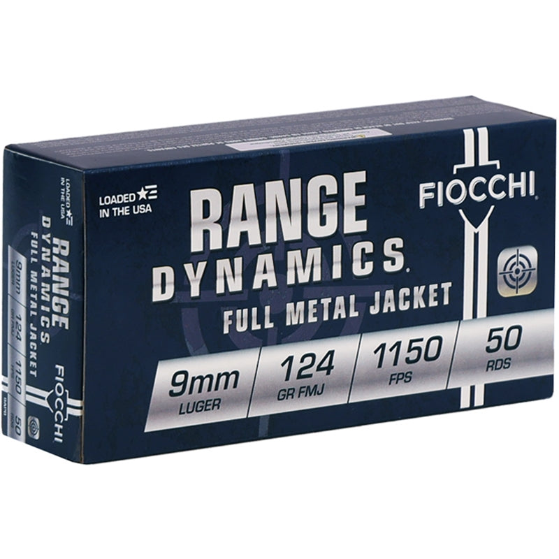 Fiocchi 9mm Luger/Parabellum 9APB Range Dynamics Full Metal Jacket FMJ 124 Grain
