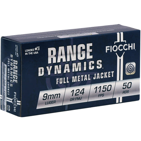 Fiocchi 9mm Luger/Parabellum 9APB Range Dynamics Full Metal Jacket FMJ 124 Grain
