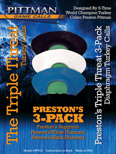 Pittman Triple Threat 3-Call Turkey Diaphragm Combo Pack