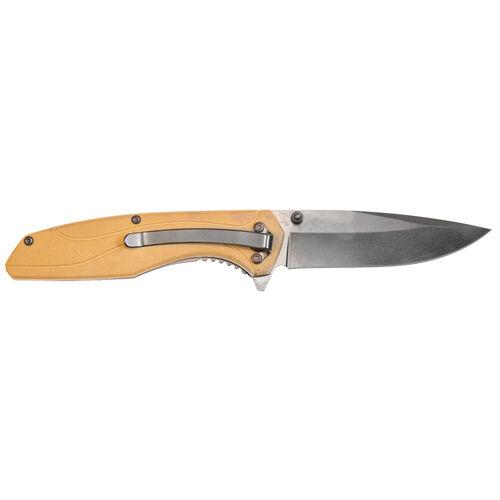 S&W 1084312 Flipper Folding Knife 3-1/2" Drop Point FDE Nylon Handle