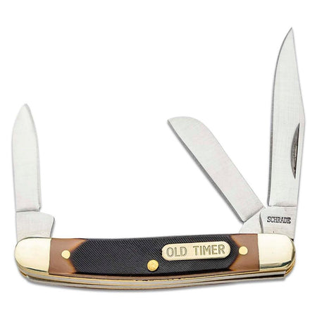 Old Timer 2-3/4" Junior Stockman 3 Blade Pocket Knife Sawcut Brown Delrin