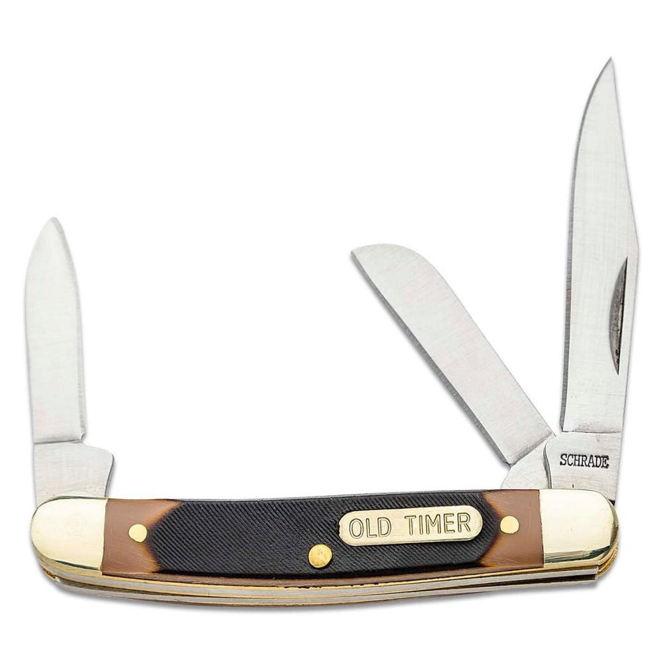 Old Timer 2-3/4" Junior Stockman 3 Blade Pocket Knife Sawcut Brown Delrin