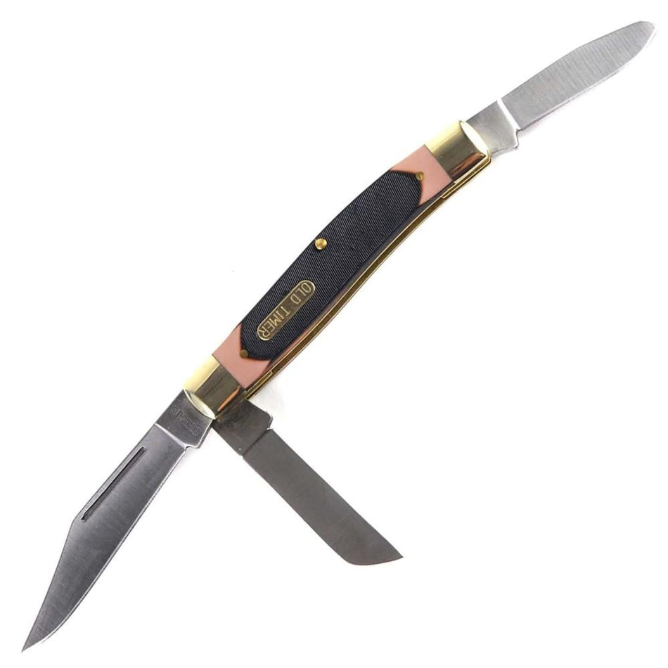 Old Timer Senior Folding Pocket Knife 3" Clip Point 3-Blade Sawcut Handle