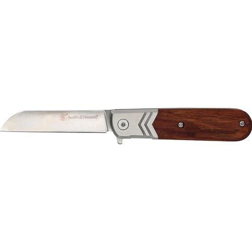 Smith & Wesson Executive Barlow Spring Assisted Pocket Knife 2 3/4" Wood Handle